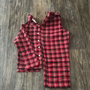 Lands' End Red Plaid Kids Pajama Set